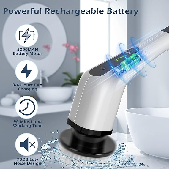 Electric Spin Scrubber with 8 Replacement Brush Heads