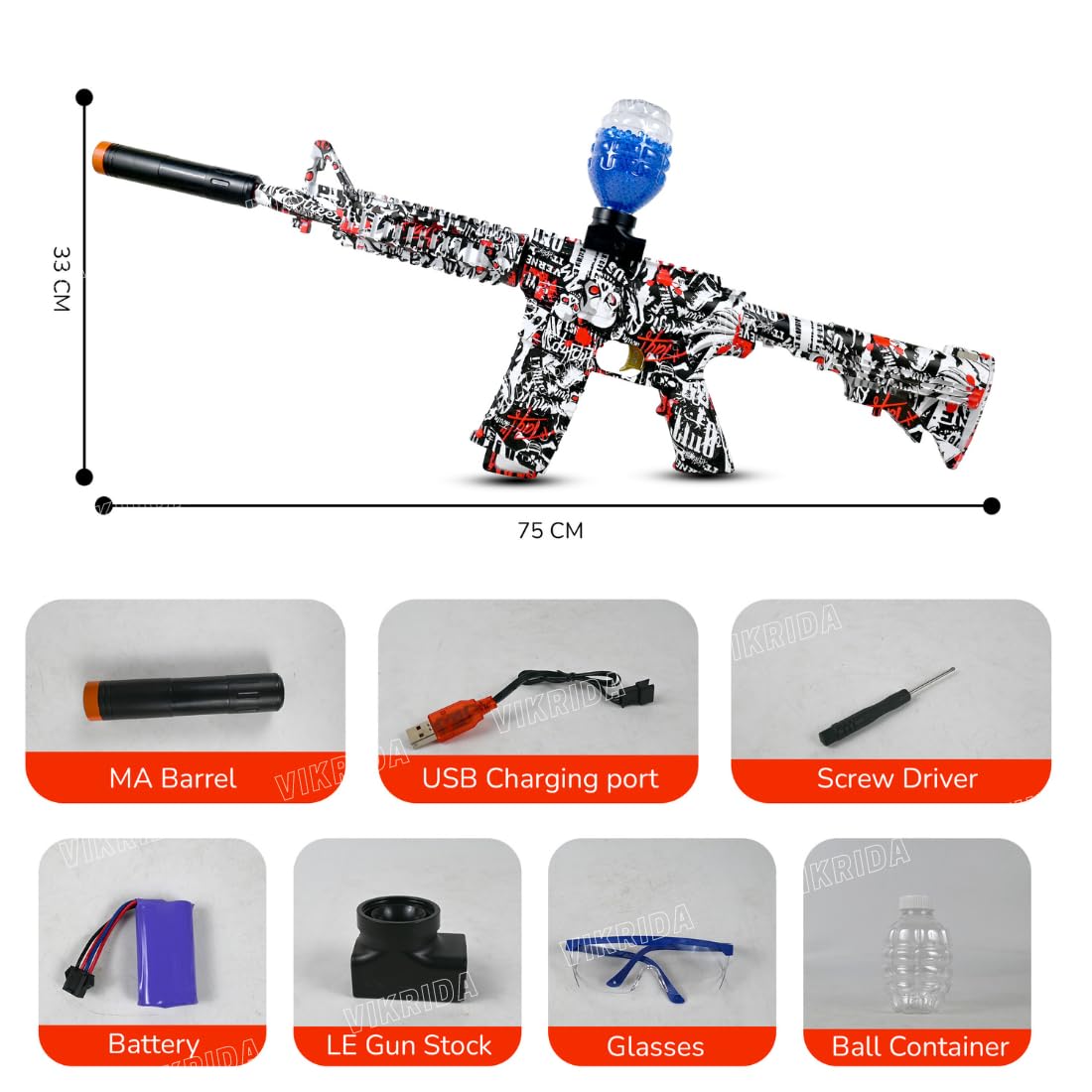 Balls Blaster Gun, Battery Gun with Automatic Fast Fire Rate