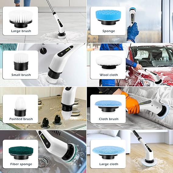 Electric Spin Scrubber with 8 Replacement Brush Heads