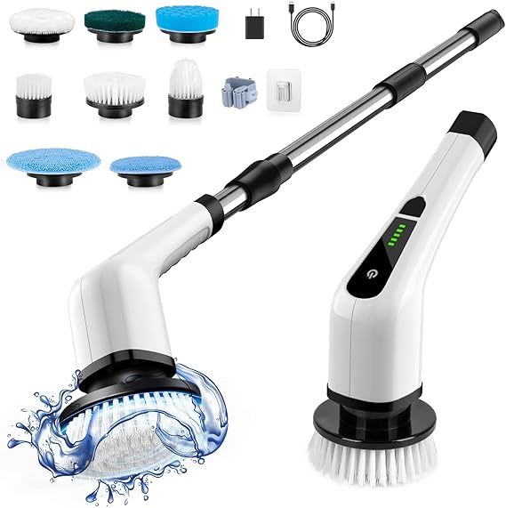 Electric Spin Scrubber with 8 Replacement Brush Heads